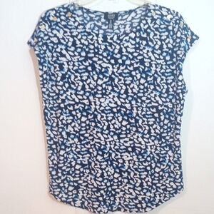 JONES NEW YORK NAVY AND WHITE SCOOP NECK PULLOVER TOP SIZE SMALL NWT